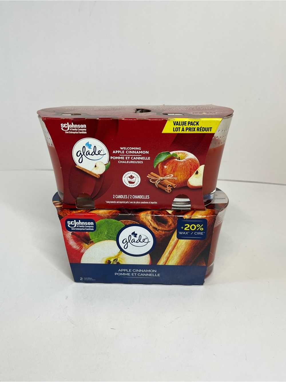 New Lot Glade Welcoming Apple Cinnamon 2-Pack Scented Candle Single Wick